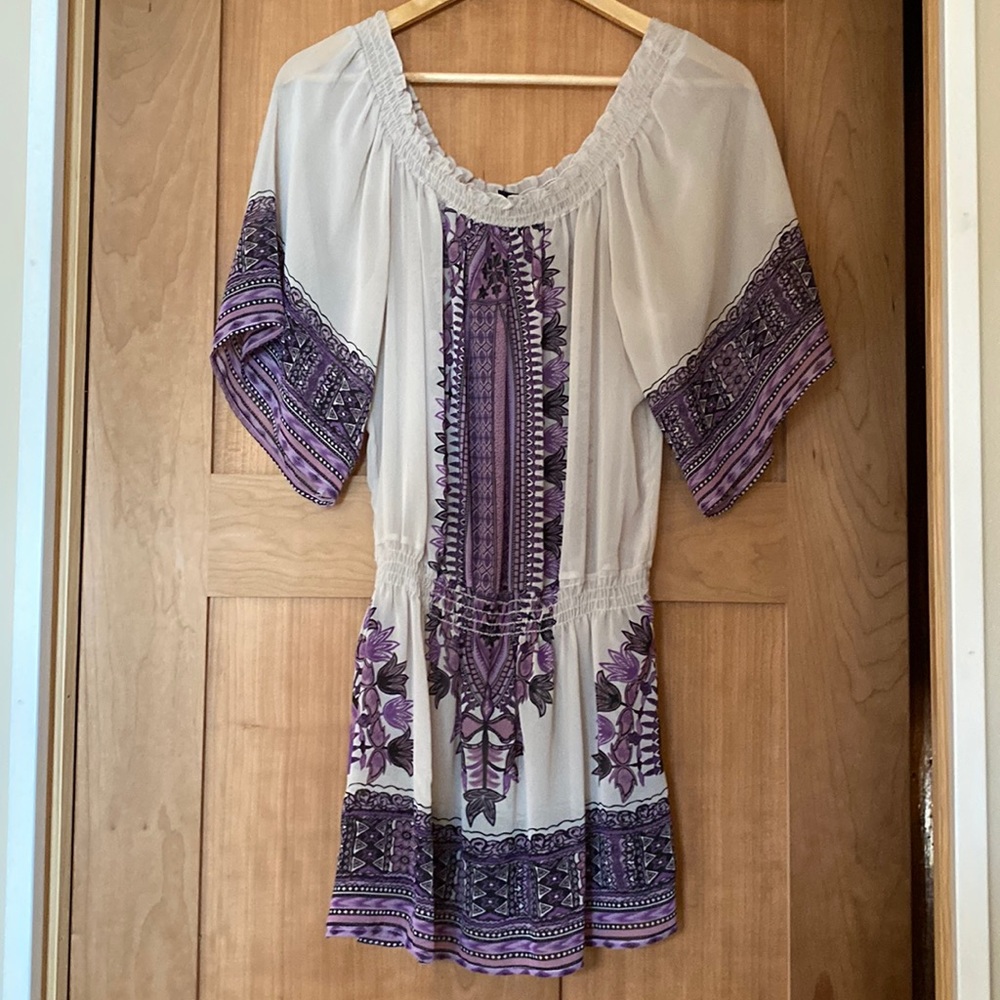 Twenty One Women’s Sheer Top. Purple/Beige/Black. Size S.